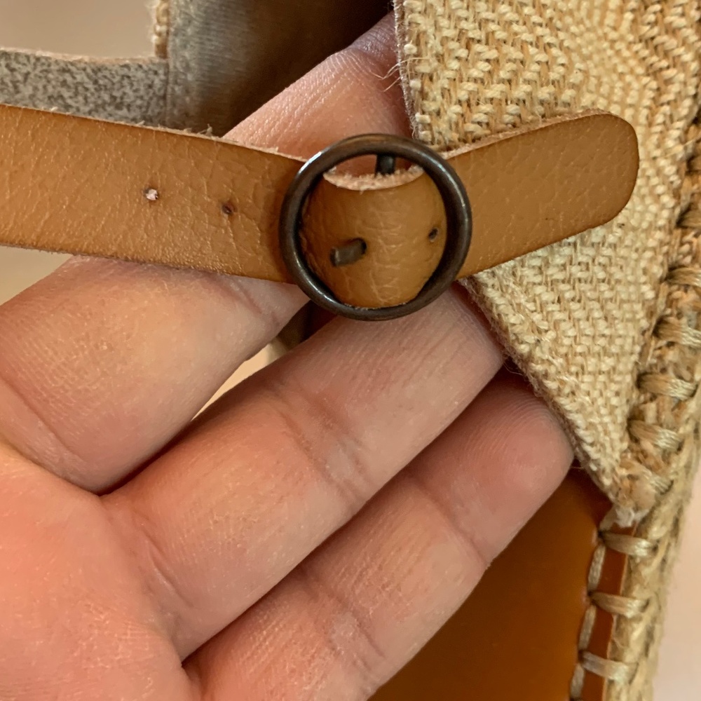 Roxy Espadrille Flat Sandals in Navy Blue and Golden Stripes! - Picture 6 of 8